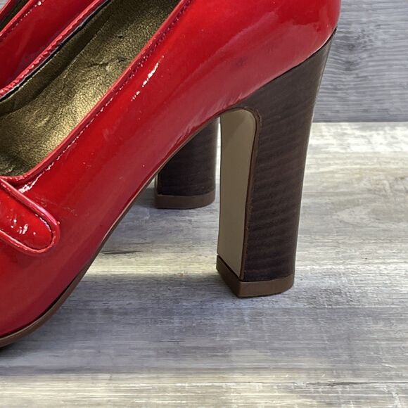 J Crew Patent Leather Womens Red Mary Jane High Heels Pump Size 5.5 Vintage - Picture 5 of 16